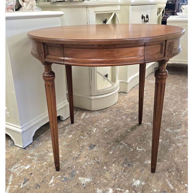 Vintage Round Side Table Tapered Legs For Sale In New York - Image 6 of 11