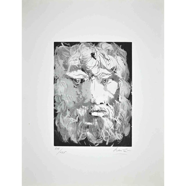 Giacomo Manzú, Portrait of King Oedipus, Original Etching, 1970 For Sale