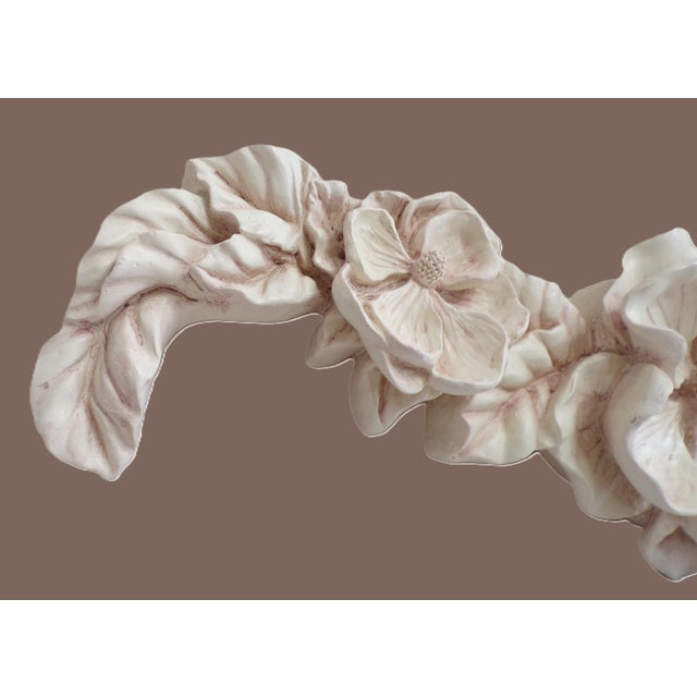 Mid 20th Century Mid 20th Century 3 Flowers in Soft Earth Tones in a Vintage Plaster/Ceramic Floral Relief Wall Hanging For Sale - Image 5 of 10