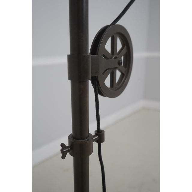 Metal Restoration Hardware Industrial Pulley Floor Lamp For Sale - Image 7 of 11