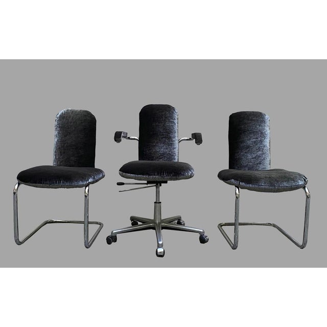 Mid-Century Modern Vintage Italian Office Chairs by Kazuide Takahama for Gavina, 1970, Set of 3 For Sale - Image 3 of 10