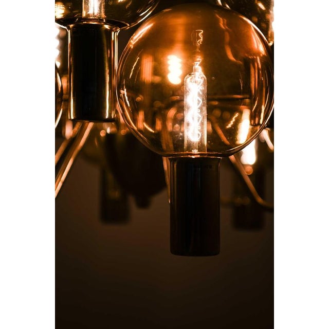 Scandinavian Modern Ceiling Lamp in Brass and Glass by Hans-Agne Jakobsson, 1960s For Sale - Image 11 of 12