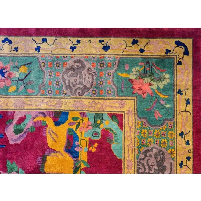 Hot Pink Chinese Art Deco Rug For Sale - Image 8 of 12