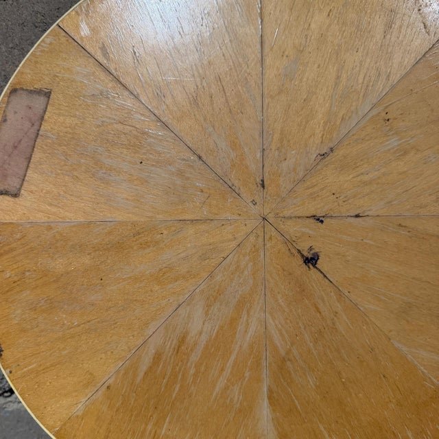 1950s Antique Round Service Tray or Tabletop Geometric Parquetry Wood For Sale - Image 5 of 10