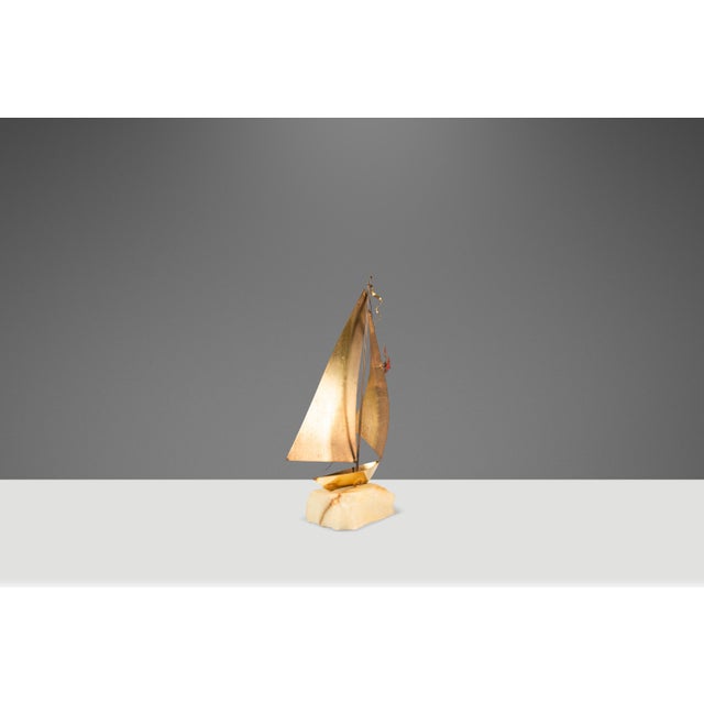 Mid-Century Modern Brass & Quartz Sailboat Sculpture by Jere DeMott, Usa, C. 1960's For Sale - Image 4 of 16
