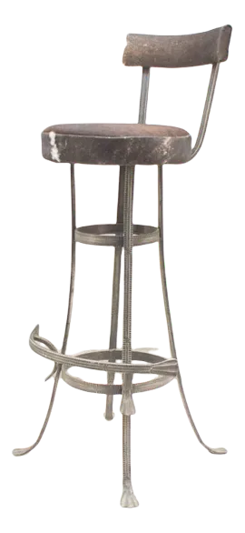 Set of Mid-Century Iron and Cowhide Bar Stools, 1960s
