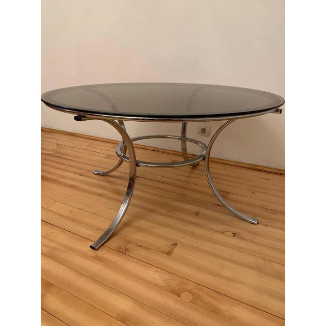 1970s French Chromed Metal and Smoked Glass Coffee Table, 1970s For Sale - Image 5 of 7