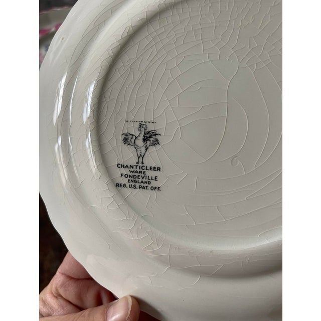 English Early 19th Century Set of Four (4) Pink English Chanticleer Fondeville England 7 7/8” Plates For Sale - Image 3 of 9