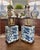 Ink Blue Contemporary Ralph Lauren Blue and White Petite Square Lamps With Dragon Design and Square Fabric Shades - a Pair For Sale - Image 8 of 8