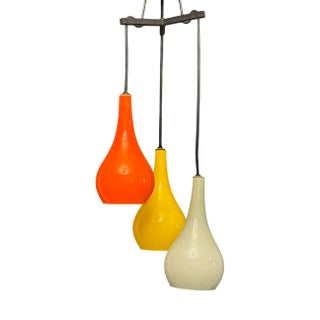 Mid-Century Modern Italian Pendant with Glass Shades from Stilux Milano, 1960s For Sale