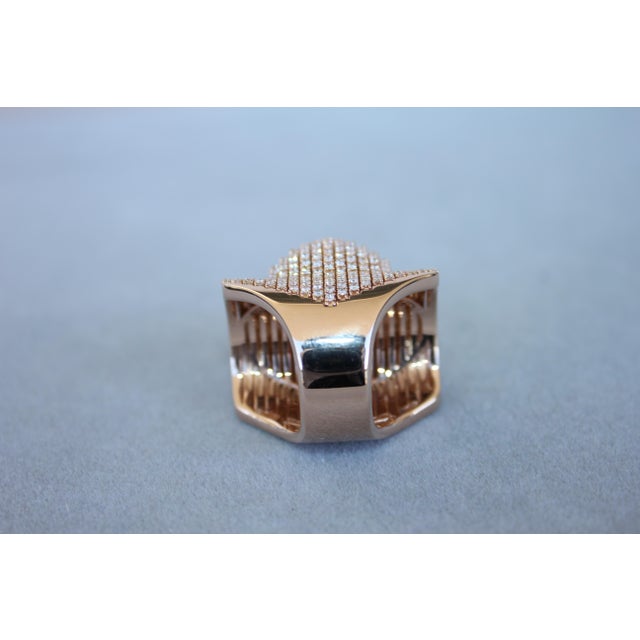 Palmiero Unique White Diamond Brilliant Pave 18 Karat Rose Gold Unique Dome Ring, Size 7.25 For Sale - Image 14 of 18