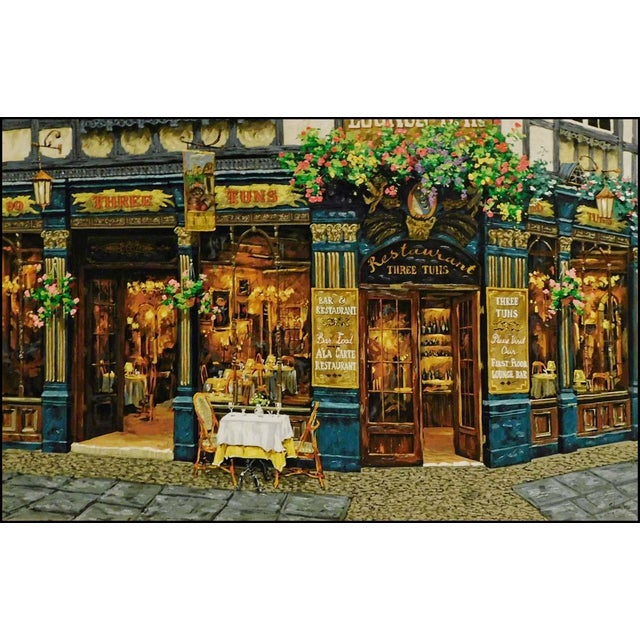 Green Viktor Shvaiko "London for Two" Hand Embellished on Canvas Framed Hand Signed For Sale - Image 8 of 10