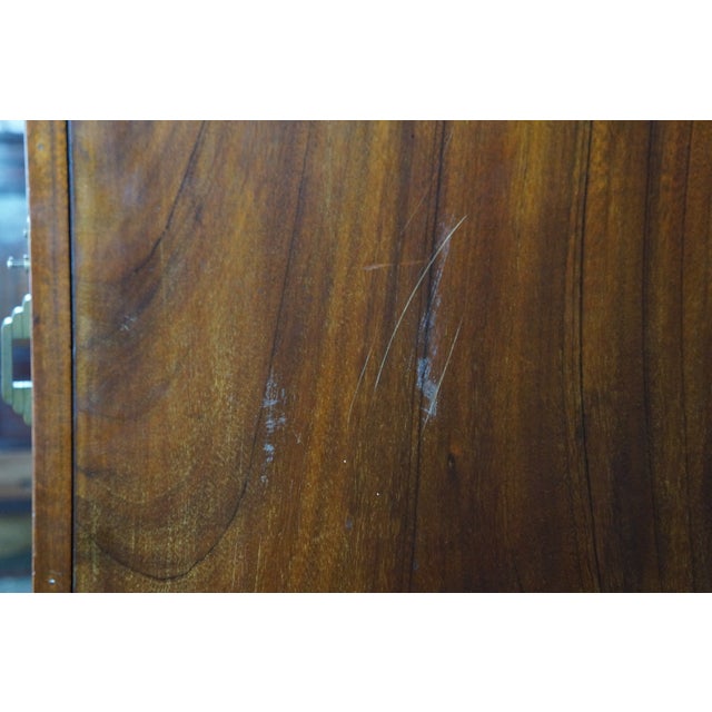 Antique English Art Deco Queen Anne Style Burr Walnut Armoire Wardrobe Closet For Sale - Image 18 of 18