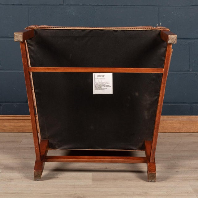 20th Century English Sheepskin Leather Wingback Armchair For Sale - Image 6 of 18