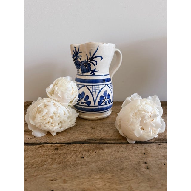 Hand painted vintage Puglian pitcher sourced from a seaside market along the Italian coast. Beautifully worn with rich...