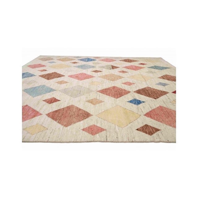 1960s Large Multicolor Modern Wool Rug For Sale - Image 5 of 8
