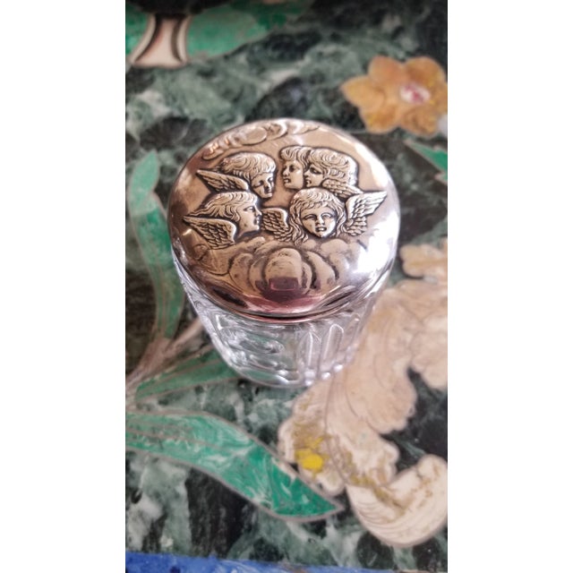 Antique Sterling Silver Cherub Powder Jar For Sale - Image 4 of 9