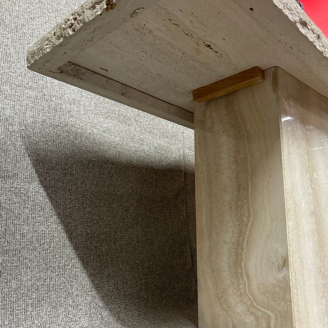 Stone Italian Uma Travertine Console Table For Sale - Image 7 of 9