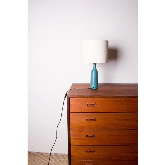 Gunnar Nylund Danish Truncated Cone Table Lamp in Matt Blue Sandstone by Gunnar Nylund for Nymolle, 1960s For Sale - Image 4 of 10