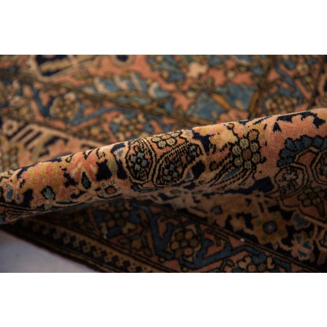 Traditional 1920s Antique Persian Mohtashem Kashan Floral Medallion Navy Wool Rug For Sale - Image 3 of 14