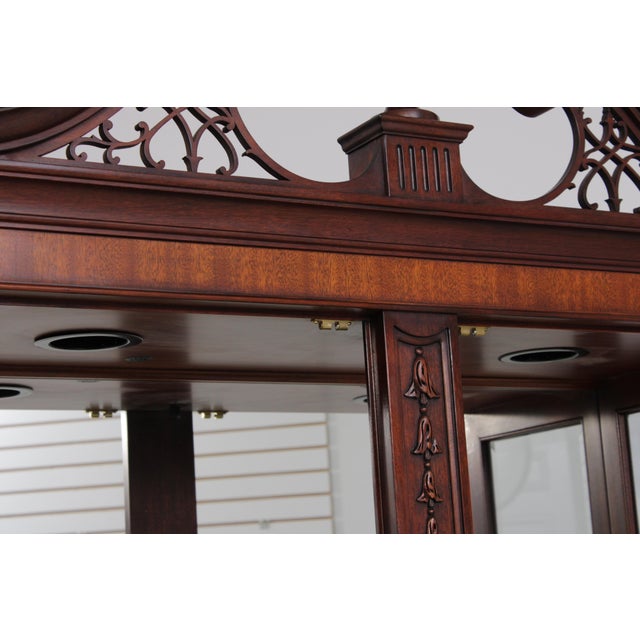 Wood Henkel Harris Mahogany Chippendale Style Display Cabinet For Sale - Image 7 of 13