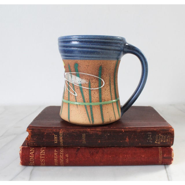 Vintage Signed Studio Art Pottery Mug W/ Dragonfly Motif For Sale In Milwaukee - Image 6 of 8