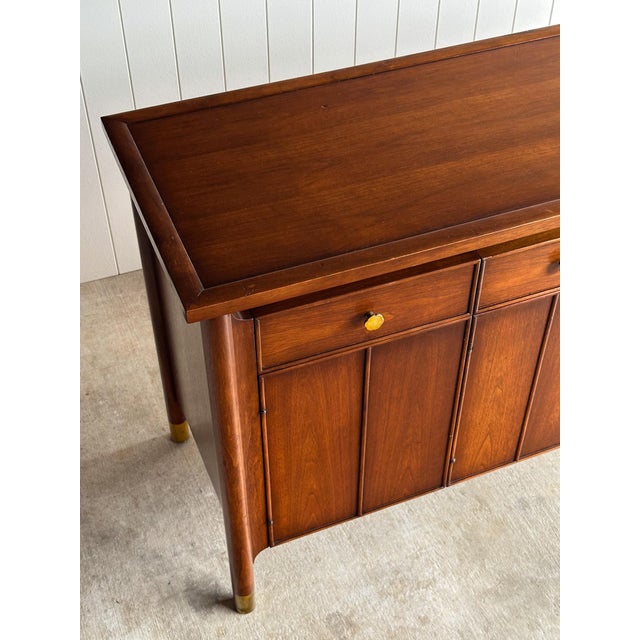 Heritage Mid-Century Modern Heritage Collection Walnut and Brass Sideboard For Sale - Image 4 of 17