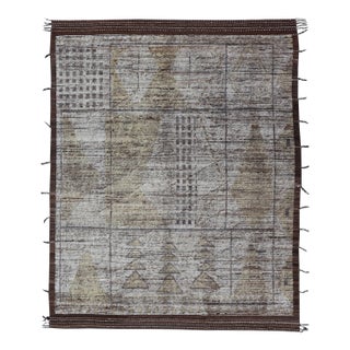 Tribal Hand Knotted Moroccan With Modern Design in Cream and Earth Tones** For Sale