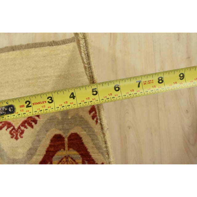 Suzani Rug 6’7” X 7’9” Beige Wool Hand-Knotted Oriental Carpet For Sale - Image 10 of 12