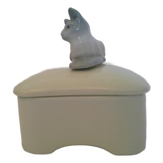 Vintage Takahashi Trinket Box Hand-Painted Cat Lid Japan Not Common For Sale