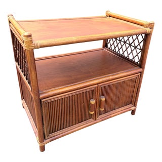Vintage Bamboo and Rattan Media Cabinet, 1970s For Sale