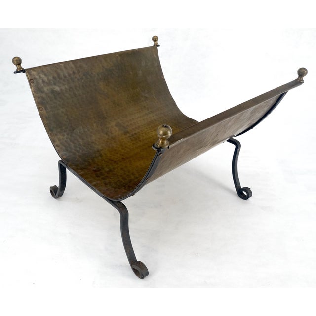 Hammered Copper & Wrought Iron Base Ball Finials Arts & Crafts Magazine Rack For Sale - Image 11 of 13