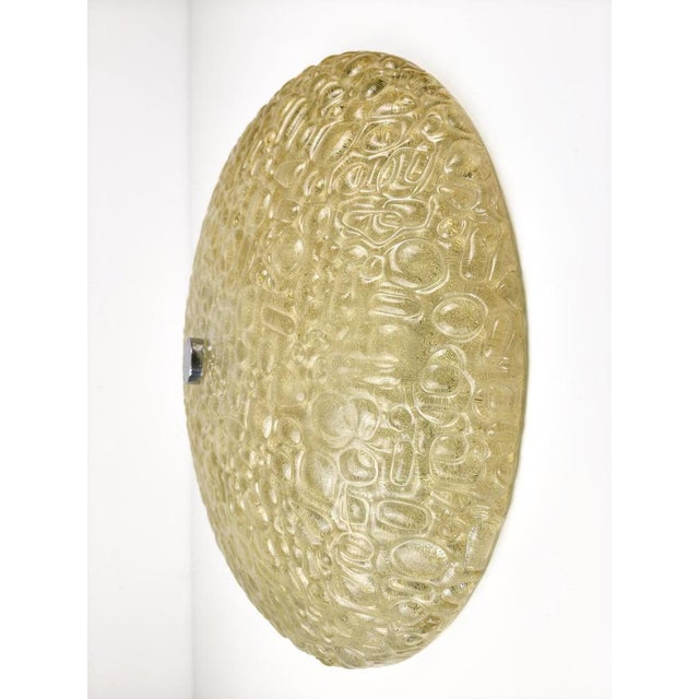 Large Mid-Century Modern Textured Glass Flush Mount or Wall Light, Germany, 1970s For Sale - Image 13 of 18