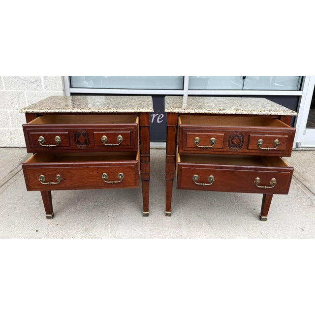 Late 20th Century Late 20th Century Pair of Harden Nightstands With Granite Tops For Sale - Image 5 of 12
