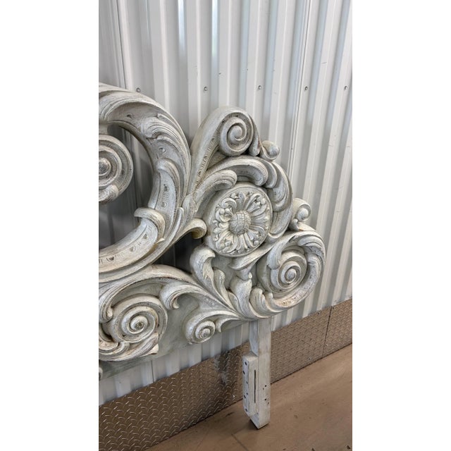 Rococo Vintage Queen French Rococo White Wash Headboard For Sale - Image 3 of 4