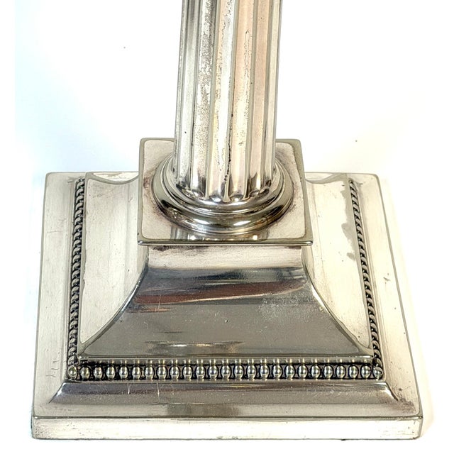 Pair of Sheffield Plated Corinthian Column Candlesticks Attributed to Elkington For Sale - Image 12 of 12