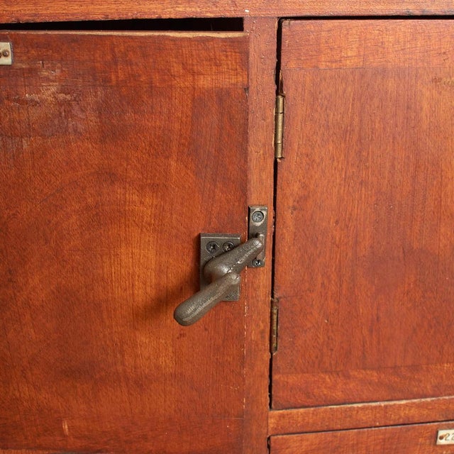 Brown Vintage Bank of School Gym Wooden Storage Locker Sideboard, 1950s For Sale - Image 8 of 14