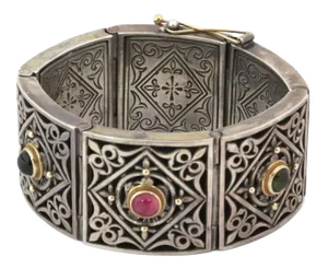 Konstantino Tourmaline 18k Gold Sterling Wide Hinge Bracelet