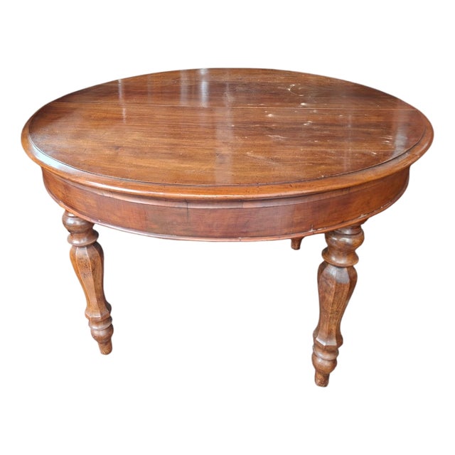 Antique Round Extendable Table in Wood, 1850 For Sale