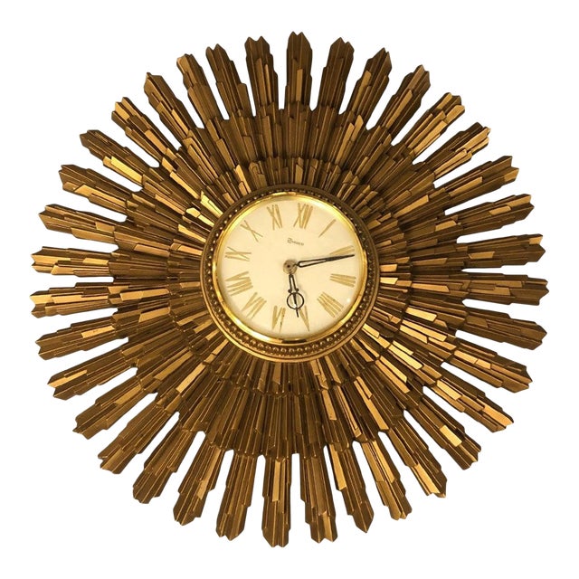 MidCentury Starburst Gold Wall Clock on a Battery Chairish