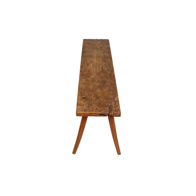 Rustic European Primitive Plank Wood Bench For Sale - Image 3 of 8