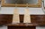 A pair of Italian vintage wooden fragment pyramid-shaped table lamps from the mid-20th century, with Lucite accents. We...