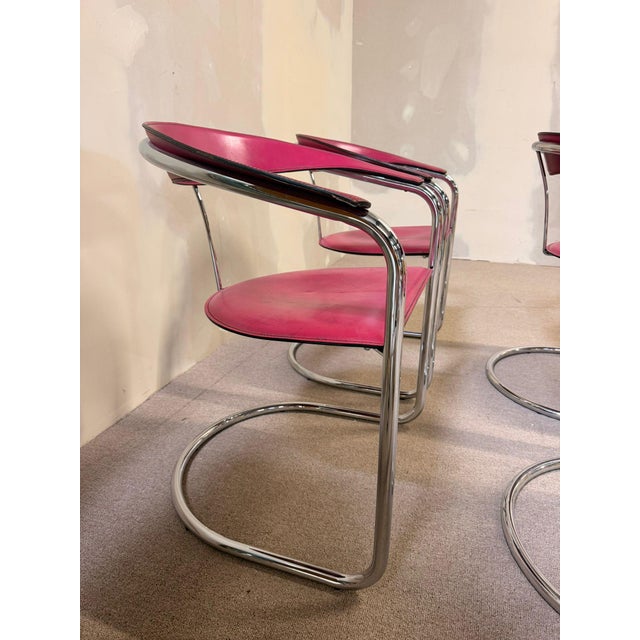 Canasta Cantilever Chairs in Pink, 1980s, Set of 4 For Sale - Image 10 of 16
