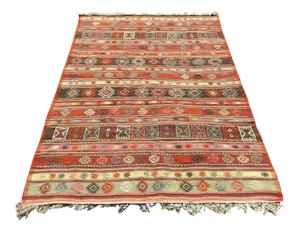 Vintage Turkish Kilim Rug - 60" X 86.5"