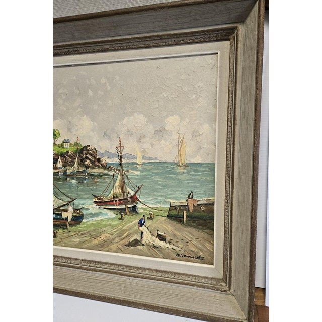 Charles Vaniscotte, Port in Brittany, 1920s, Oil on Canvas, Framed For Sale - Image 4 of 9