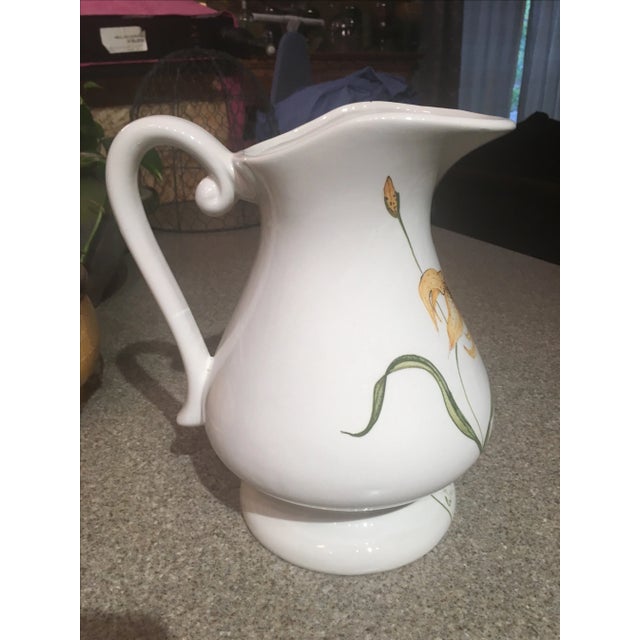 Italian Lily & Hummingbird Pitcher For Sale - Image 4 of 7