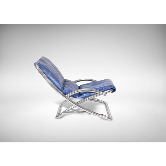 Folding Tubular Chromed Steel Deckchair, Italy, 1970s For Sale - Image 3 of 7