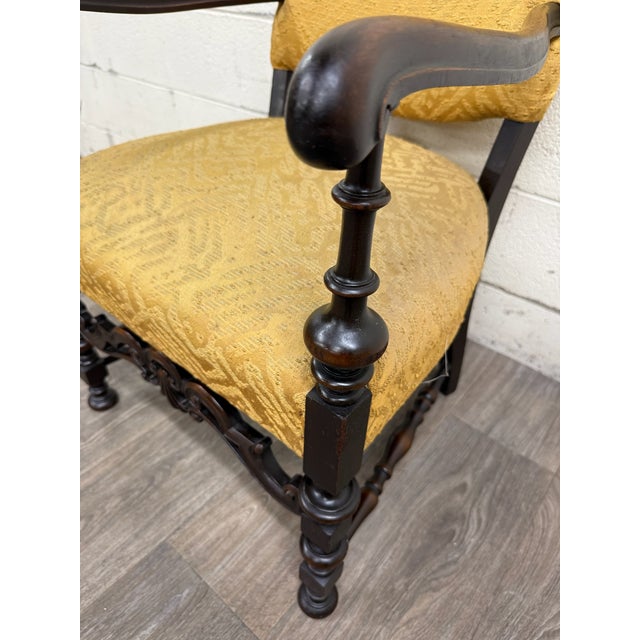 Wood Vintage Spanish Revival Renaissance Revival Walnut Armchair For Sale - Image 7 of 14