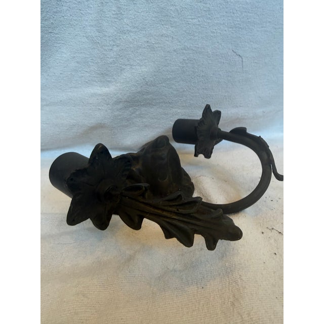 Cast Iron Victorian Wall Sconce Candle Holders Dog Face and Decorative. Beautiful Patina