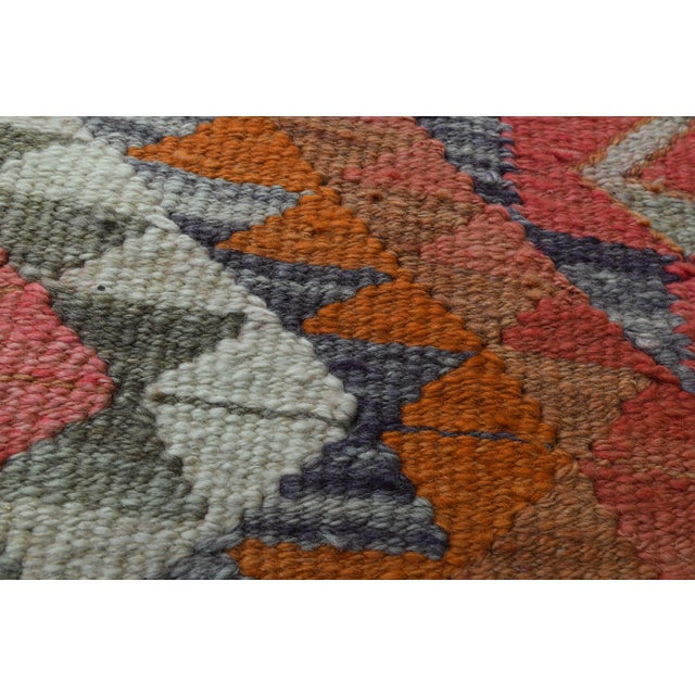 Textile 1970s Vintage Turkish Oushak Handmade Wool Cotton Pink Runner Rug For Sale - Image 7 of 11